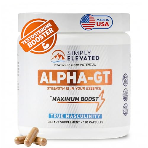 Simply Elevated Alpha-GT -14 in1-Testosterone Booster for Men with Ashwagandha, Tongkat Ali, Tribulus & Fenugreek, Supports Performance, Energy, Drive, Vitality, Stamina | 2500mg