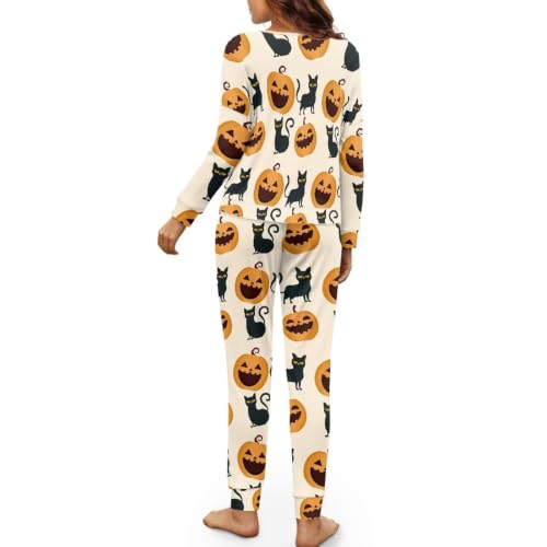 Image of Womens Lounge Set Long Sleeve Soft Pajama Sets | Casual 2 Piece Pj Outfit, Crewneck Sleepwear with Pockets, Adjustable Drawstring, Soft Comfy Fall Pajamas, Plus Size