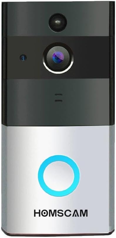 HOMSCAM Video Doorbell Wi-fi Enabled Wireless Door Bells with Two-Way Audio Motion Sensor and Night Vision (Built-in 8G Card)