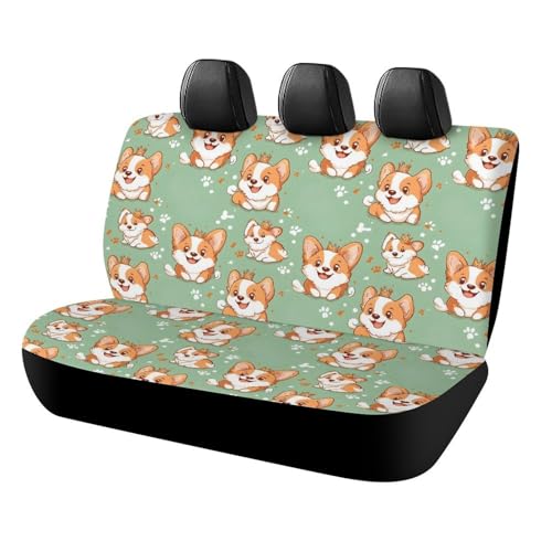 GVYGVY Fundas de asiento trasero de coche para camiones SUV – Lindo estampado de perro Corgi, tela transpirable debajo del asiento del coche, ligera, elástica, universal, fundas de asiento trasero de