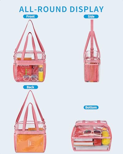 Image of Paxiland Clear Bag for Stadium Events 12x6x12 inches, Clear Tote Bag with Reinforced Strap, Clear HandBag for Sports Concert