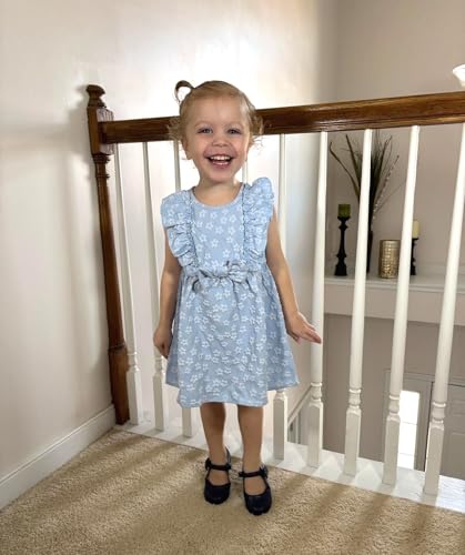 PATPAT Toddler Baby Girls Summer Dresses Spring Clothes Flower Sundress Ruffle Sleeve Bowknot 3-24 Months4