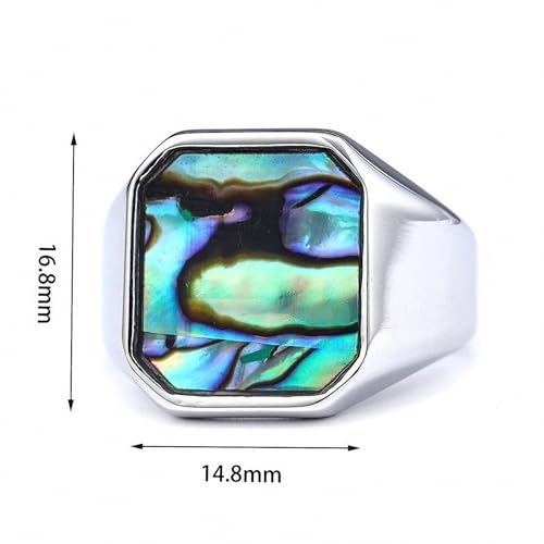Anillo unisex de acero inoxidable colorido con diseño de concha natural 2