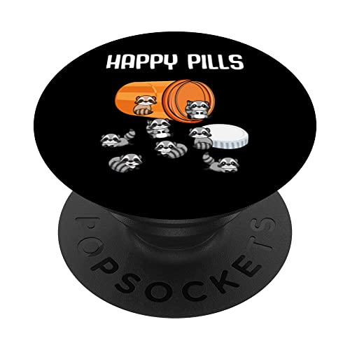 Funny Raccoon Pills Lover Animals Cute Happy Sarcastic Joke PopSockets PopGrip Intercambiable