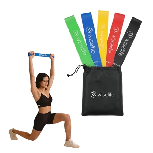 Image of Wiselife Professional Latex Resistance mini Band | 48x4 inch |100% Natural Latex Resistance Band | for Warm-Up, Stretching,Cardio,Home Fitness,Exercise,Gym Workout, Physiotherapy & Yoga (Set of 5)