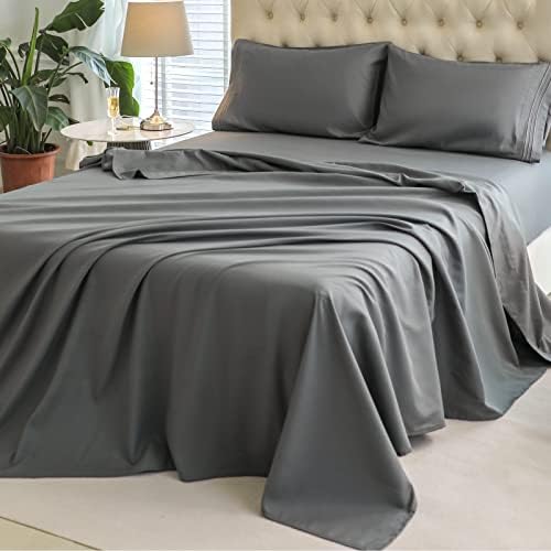 Setlily Twin Sheets - Super Soft Bed Sheets Twin - Microfiber 1800 TC Hotel Luxury 3PC Bed Sheets & Pillowcases Set - Deep Pockect for 5"-16" Mattress - Wrinkle,Stain,Fade Resistant(Twin,Dark Grey)