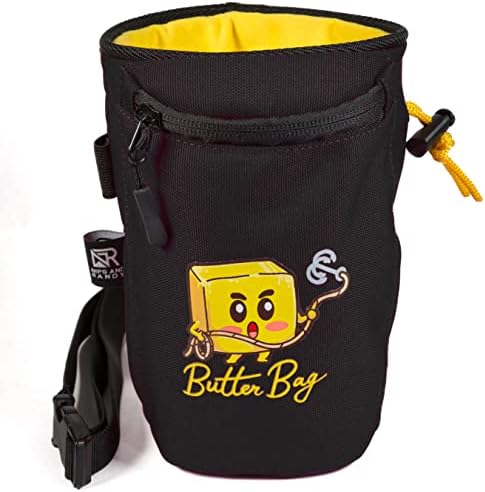 Nips and Randy Chalk Bag Rock Climbing | Bouldering | Butter Bag | Cell Phone Pocket and Adjustable Waist Strap | Cute | Funny | Nips and Randy | Weightlifting | Bodybuilding (Black)