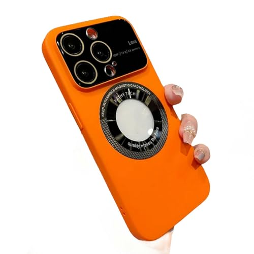 MdybF Handyhülle Slim Matte Case Für iPhone 12 15 Pro Max 13 Pro 11 14 Pro Max Plus Lens Protector Logo Loch Ultra Thin Cover-Orange-Für Iphone13Promax(6.7")