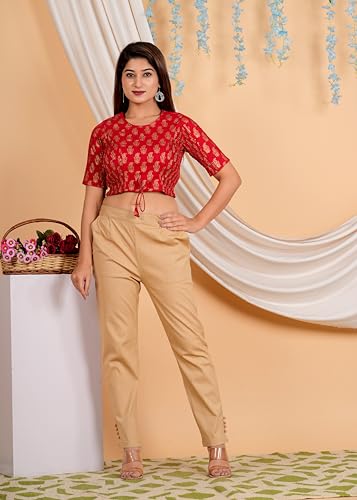 Image of Yash Gallery Women's Cotton Zig-Zag Printed Regular Regular Fit Short Sleeve Blouse