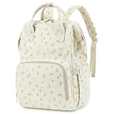 Dezcrab Baby Diaper Bag Backpack for Mom, Large Capacity Travel Nappy Bag for Boys & Girls with Stroller Straps (Corduroy Flowers Blue)