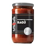 Tutta Bella Mushroom & Pepper Ragù Sauce | Made with Fresh Premium Italian Plum Tomatoes and an Authentic Italian Kitchen Recipe | All Natural Ingredients and No Sugar Added | 24 oz.