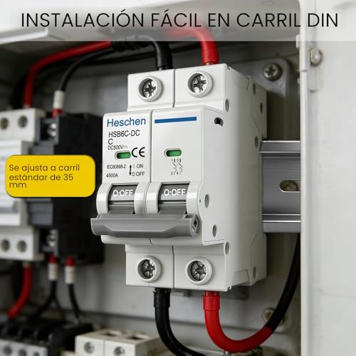 Miniatura 6 de Interruptor De Circuito Hsb6c-Dc, 2 Polos, Dc500v 63a, Disyuntor Fotovoltaico Para Sistemas Solares Y Paneles, Montaje Din