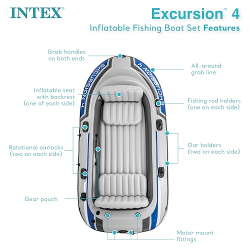 image for INTEX 68324EP Excursion 4 Inflatable Boat Set: Includes Deluxe 54in Bo