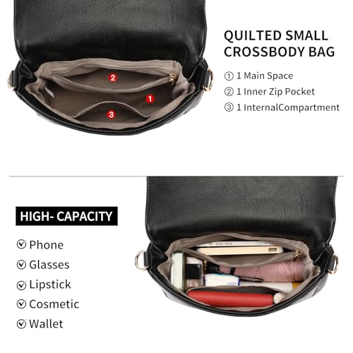 SENDEFN Quilted Leather Crossbody Bags for Women Ladies Shoulder Purse Satchel HandBag with Chain Trendy Strap4