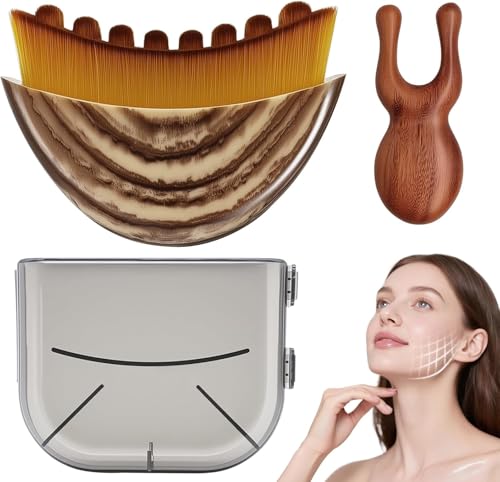 Image of 2PCS Lymphatic Contour Face Brush, Gentle Skin Care Accessory, Lymphatic Drainage Massager with Protective Cover, Facial Contouring Tool for Jawline and Cheek Definition