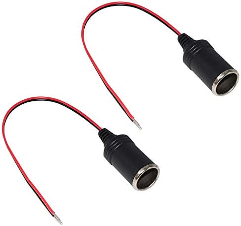 [2 PACK] KUNCAN 12V 1FT Car Cigarette Lighter Female Socket Extension Cable, Cigar Cable with Female Socket Connector for GPS/ Dashcam Car Charger
