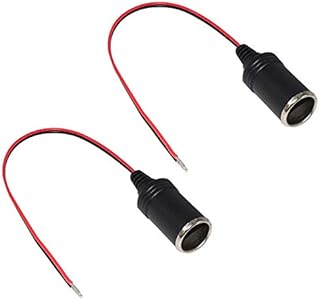 [2 PACK] KUNCAN 12V 1FT Car Cigarette Lighter Female Socket Extension Cable, Cigar Cable with Female Socket Connector for GPS/ Dashcam Car Charger