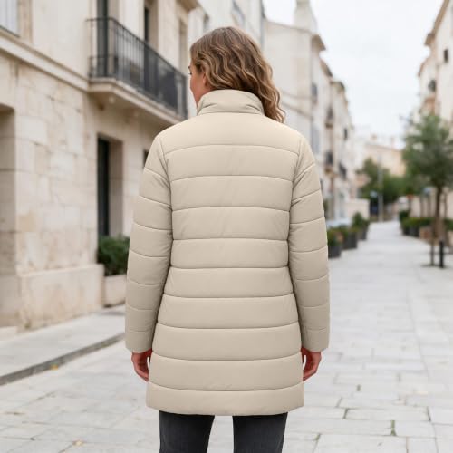 Puffer Jacket Womens with Stand Collar Full Zip Long Quilted Coat Winter - image 3