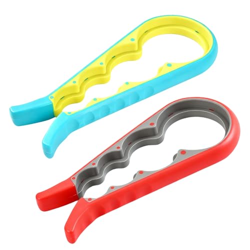 Image of 2PCS 4 in 1 Jar Opener Multi-Function Bottle Opener Non Slip Remover Tool for Seniors with Arthritis and Anyone with Low Strength(Blue,Red)