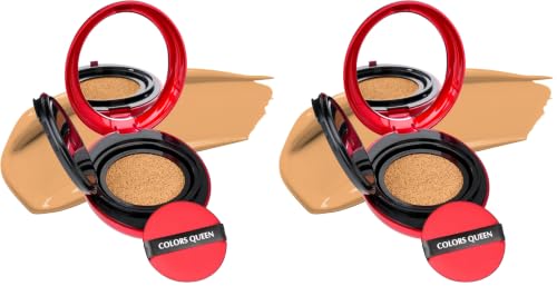 Image of Colors Queen Red Cushion Foundation | Ultra-Light Weight Formula | Satin Glow Finish with Full Coverage | Nourishing & Hydrating | 72 Hours Long Lasting Cushion Foundation for Women | Suitable for All Skin (03 - Almond Glow, 18g)