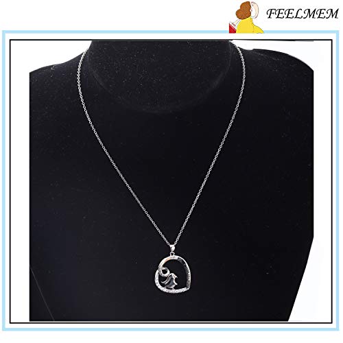 FEELMEM Penguin Necklace I Love You More Penguin Love Heart Pendant Necklace Mother Daughter Jewelry Gift3
