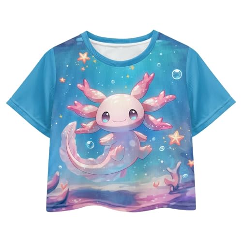 Image of Cute Crop Tops for Girls Short Sleeve Summer T Shirts Fashion Graphic Tees Crew Neck Pullover Tee 5-14 Years