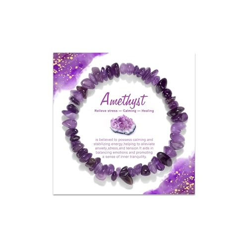 GolbalJew Crystal Stone Beaded Bracelets for Women Amethyst Beads