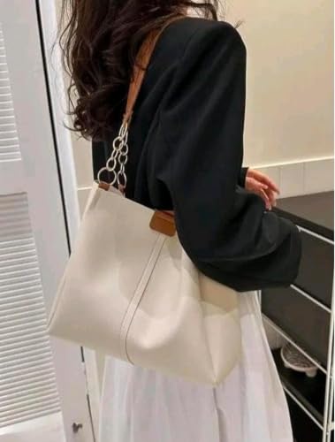 Image of Handbag with Gold Chain Strap, 29.5 x 25.5 x 11.5 cm