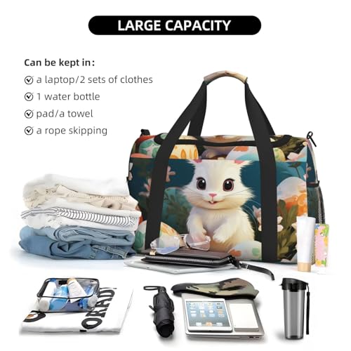 Travel Duffel Bag Lightweight Waterproof Carry On Tote Bag Foldable Weekender Overnight Bags Cute Easter Bunny Sport Gym Bag For Women Men4