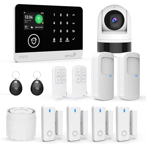 TUGARD Alarma doméstica inalámbrica WiFi/4G con cámara de vigilancia WiFi Exterior 1080P, Sistema de Alarma doméstica Alerta por aplicación, Detector de Movimiento, Compatible con Alexa y Google