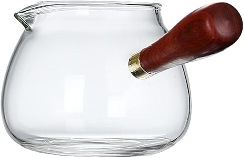 STOBOK Tetera japonesa de vidrio con mango lateral, calentador de leche, tetera para café, tetera Tokoname Kyusu, calentador de mantequilla vintage