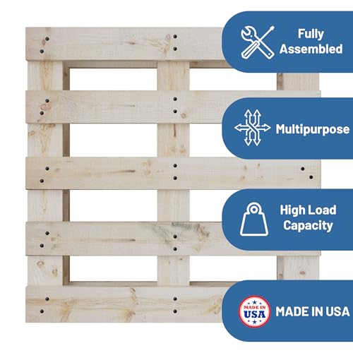 Image of Treaton, Heavy-Duty 4-Way Entry Wooden Pallet - 48x48x5 inch, Industrial-Grade Hardwood Shipping Pallet, Durable, Reusable, Stackable, Easy to Handle, Commercial Use as a Floor-Pallet, 10 Pack