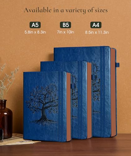 Image of Vintage Leather Journal with 300 Numbered Pages,A4 Lined Journal for Men Women,Daily Journals for Writing,College Ruled Notebook for Work,School,Note taking,Travel Diary,Large (8.5 inch X 11.3 inch)