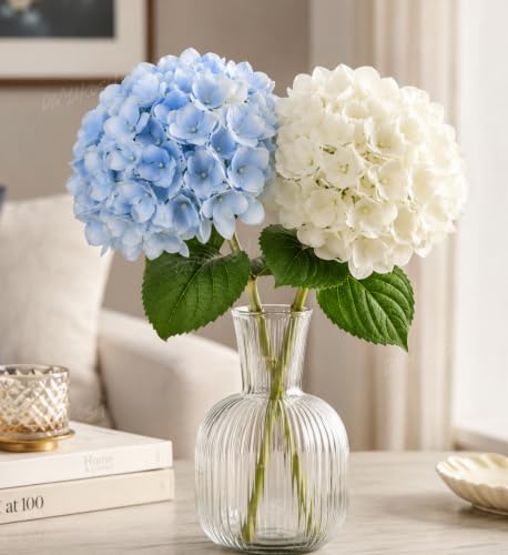 Image of Divyakosh 2 Hydrangea Flower Sticks (Vases Not Included), Artificial Flowers Bunch, Artificial Flower for Vase,Flower Bouquet Gift, Living Room Office Dining Table Centerpiece Home Decor