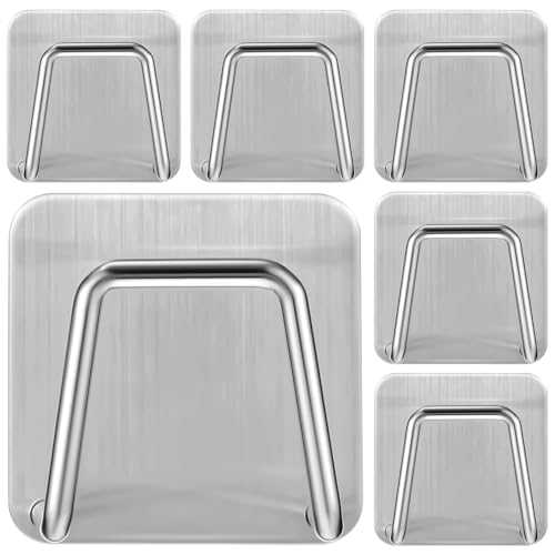 HOUDERCO 6個 ステンレス製スポンジホルダー 強力粘着シンク用防錆ラック 字型水切りキッチン浴室収納小型設計