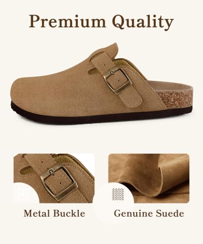 Image of ODOLY Genuine Suede Clogs for Women Men Comfort Cork Footbed Potato Shoes