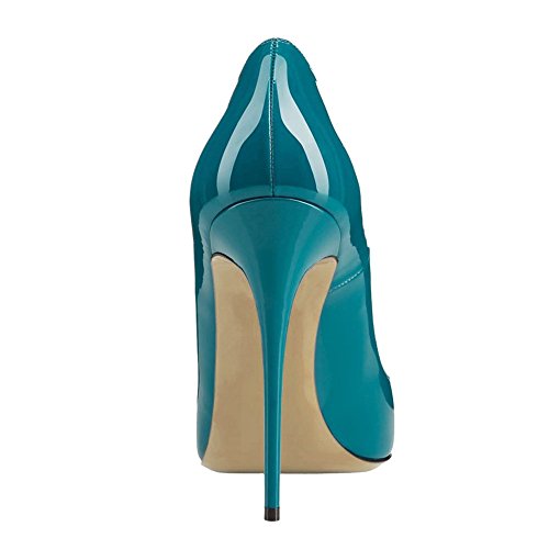 COLETER Women's Sexy Pointed Toe High Heels,4.72 inch/12cm Patent Leather Pumps,Wedding Dress Shoes,Cute Evening Stilettos