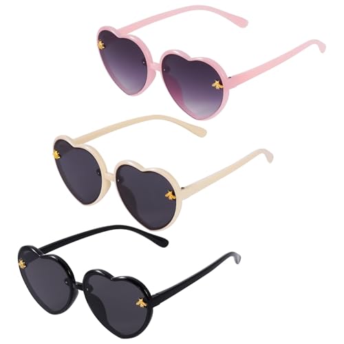 YIZHIXIANGQ Gafas de Sol de Corazón, 3 Pcs Gafas de Sol Forma de Corazón para Niños Verano Playa, Piscina Fiesta, Accesorios de Fotos