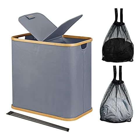 BEENLE 82L Large Laundry Hamper Collapsible with Detachable Laundry Bag, Dirty Clothes Basket with Lid & Handles, Foldable Laundry Baskets Bedroom Washing Bin for Toys Clothing Organization (Grey-G) Cover