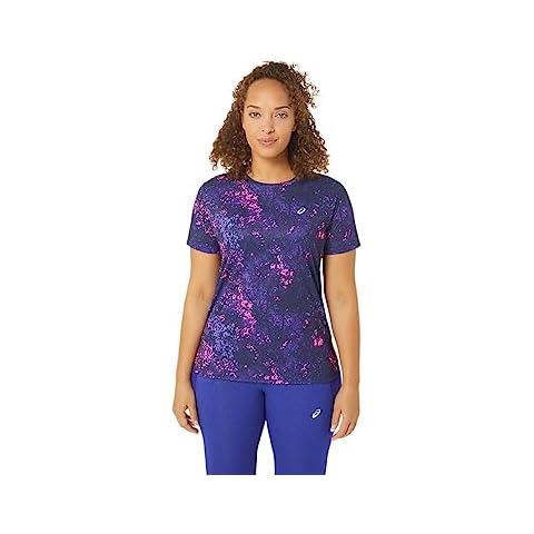 ASICS 2012C853-400 All Over Print SS TOP T-Shirt Women's Eggplant/Blue Violet Size L Cover