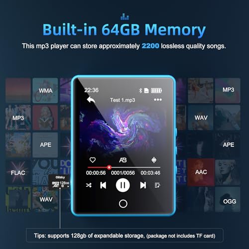 image for Oilsky 64GB Mp3 Player with Bluetooth 5.3, 2.8