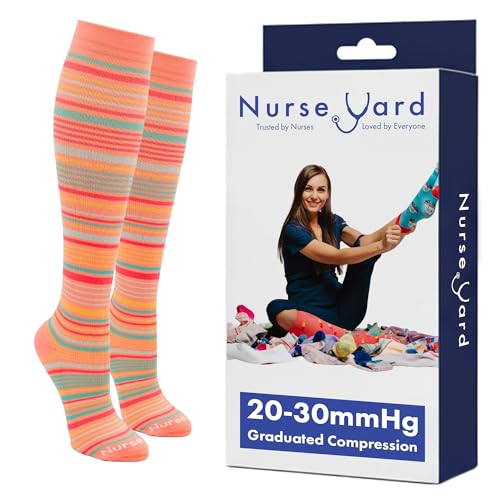 Image of Nurse Yard Compression Socks for Nurses - Women & Men - 20-30mmHg Graduated Compression, For Medical Staff, Athletes - 1 Pair