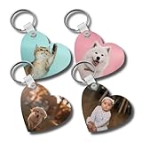 Personalised Photo HEART Keyring Any Picture Custom Keychain Double Single Side Print, Keepsake, Wedding, Birthday, Dogs, Pets, Cats (Print Single Side)