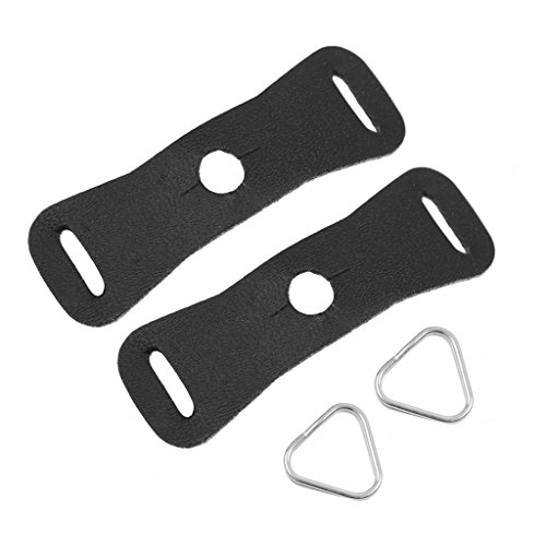 Foto&Tech Leather Protector Cover Pad and Lug Ring Camera Strap Triangle Split Hook Compatible with Fujifilm Lecia Nikon Canon Sony Olympus Pentax Panasonic SLR RF Mirrorless Camera (Black, 1 Pair)