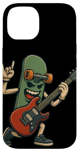 エレキギターコスチューム付き素晴らしいスケートボードロック スマホケース iPhone 14 用