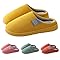 Chaussons chauds pour femme - Chaussons d'hiver pour femme - Doublés - En peluche - Chaussons plats - Antidérapants - En coton - Élégantes - Confortables - Unisexe, jaune, 39 EU