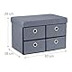 Relaxdays Sitzbank mit Stauraum, faltbar, 4 Schubladen, Flur, Wohn- & Schlafzimmer, Sitztruhe, HBT 39 x 60 x 38 cm, grau