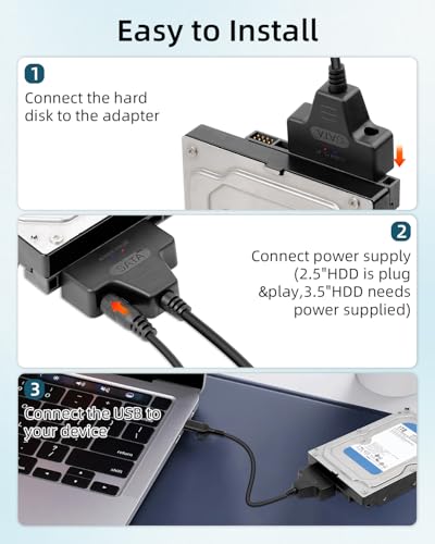 Cable Adaptador SATA a USB Tipo C y USB 3.0 11.8 pulgadas miniatura 6