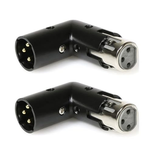 Cpolebev 2 Pezzi Adattatore Angolare XLR A 3 Pin Adattatore Regolabile XLR -Femmina A 90 Gradi Connettore Nichelato A 3 Pin per Audio