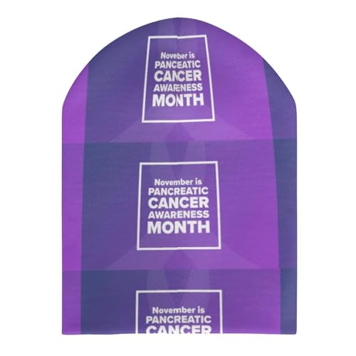 I Wear Purple for Pancreatic Cancer Awareness Kids Beanie Hat for for Girls Boys Children Cap Winter Knitted Chemo Cancer Headwear Accessories Gifts Decoration3